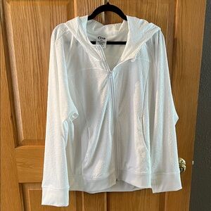 Zyia White Textured Zip-Up Hoodie